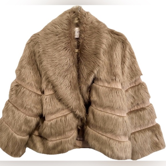 Chico’s Faux Fur & Suede Bolero Jacket Brown Boho Luxe Quiet Luxury Size 1 US 8 - Picture 1 of 9